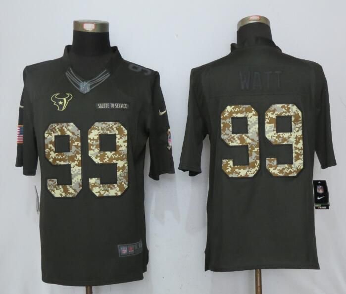 2017 Men Houston Texans #99 Watt Anthracite Salute To Service Green New Nike Limited NFL Jersey->->NFL Jersey